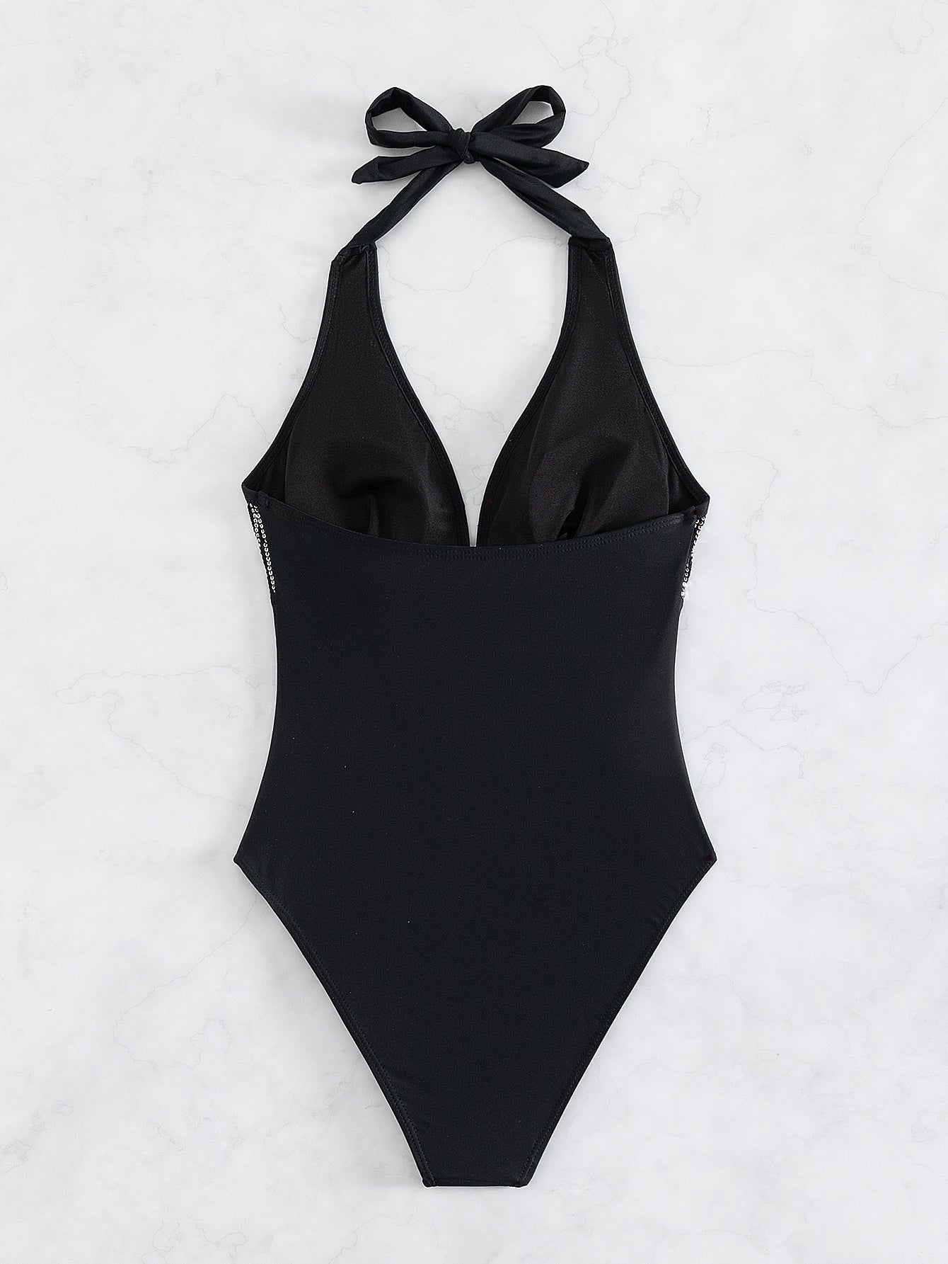 One Piece Halter Sequined Backless Bikini