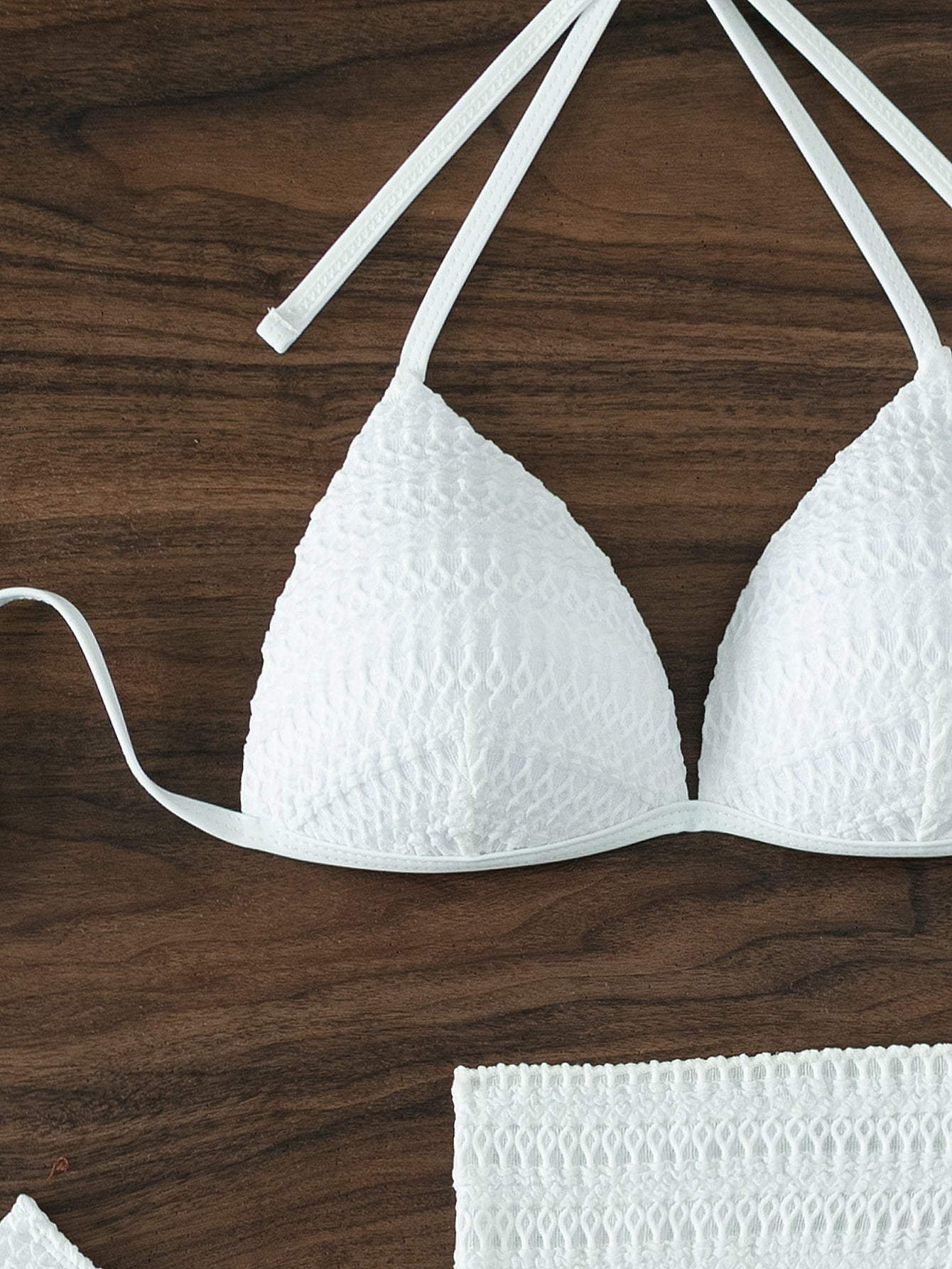 White Halter Three Piece Bikini Set