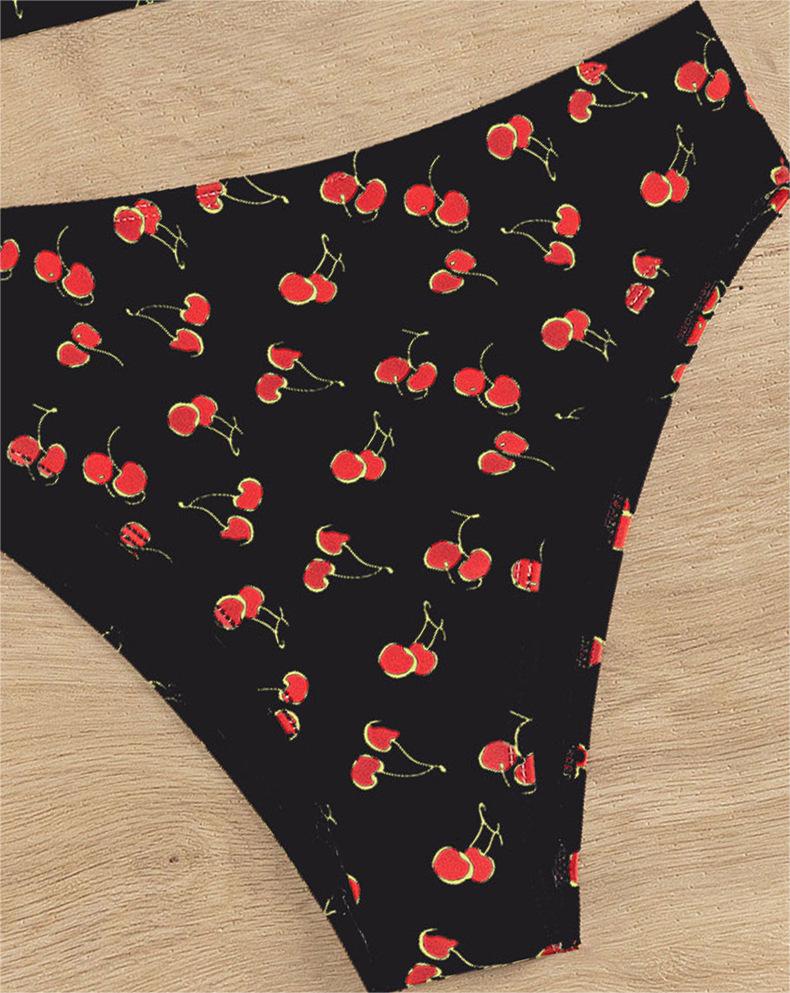 Fruit High Waist Bow Lace Up Swimsuit