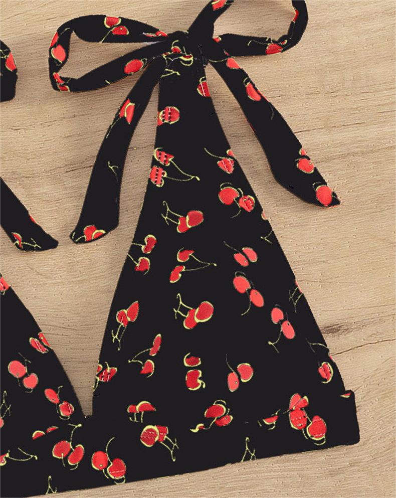 Fruit High Waist Bow Lace Up Swimsuit