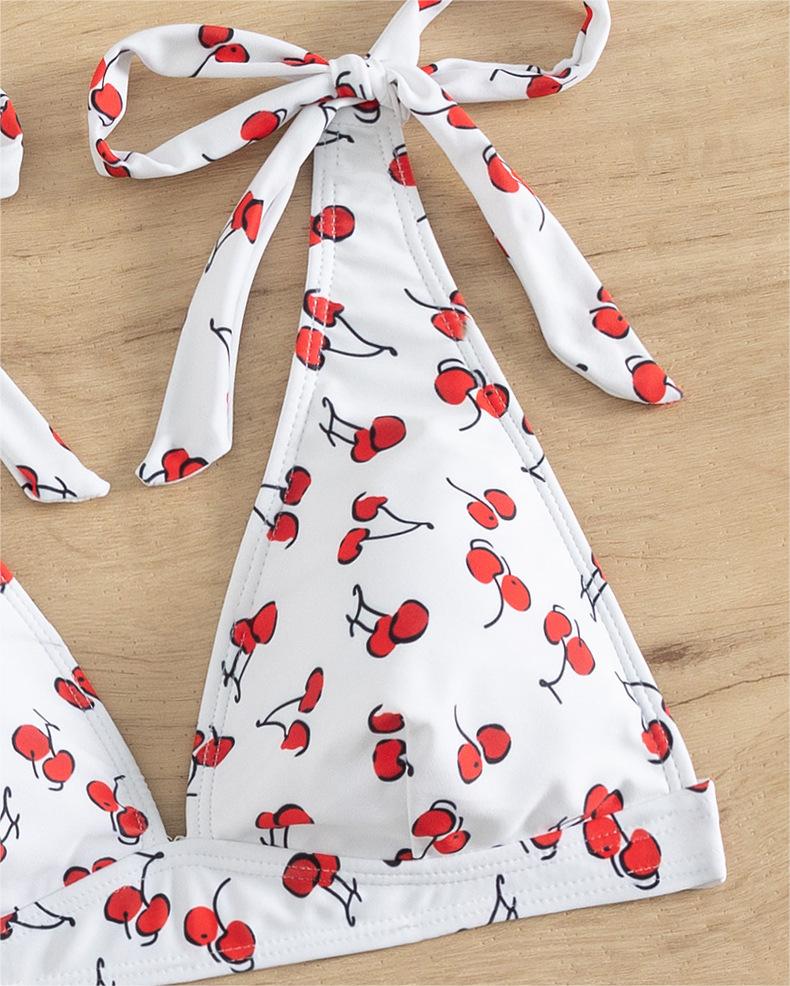 Fruit High Waist Bow Lace Up Swimsuit