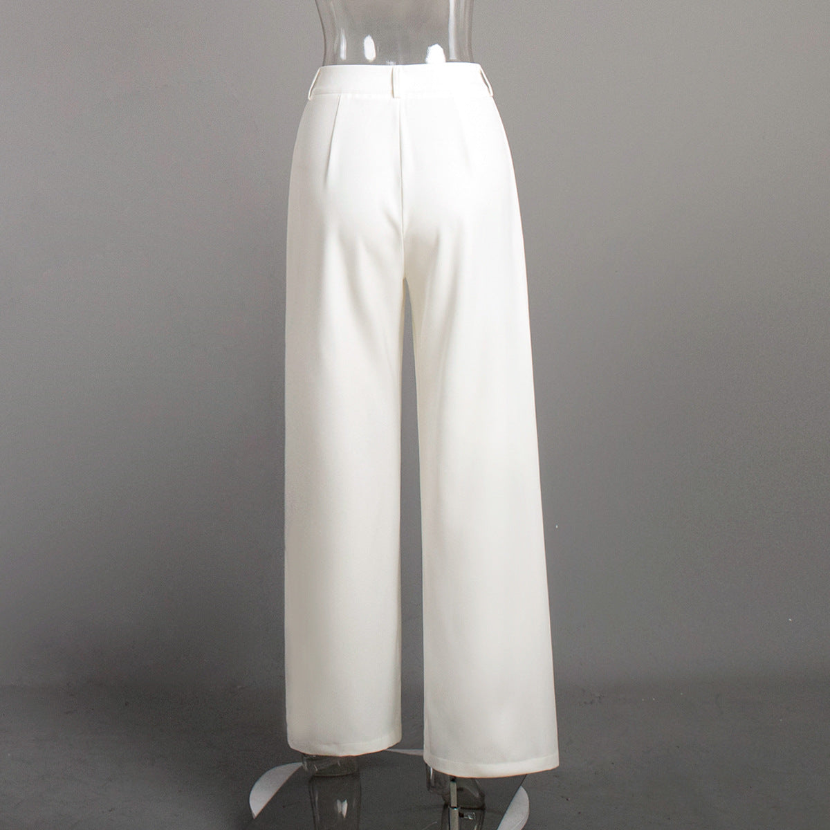 "Pure White High-Waist Wide-Leg Trousers for Women"