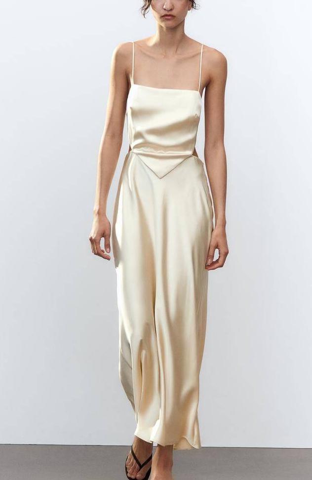 Scarf Silk Satin Texture Sling Dress