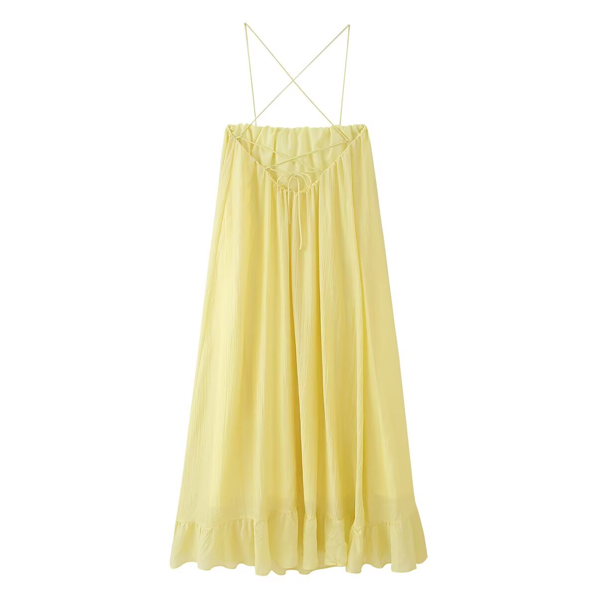 Backless Solid Color Strap Dress
