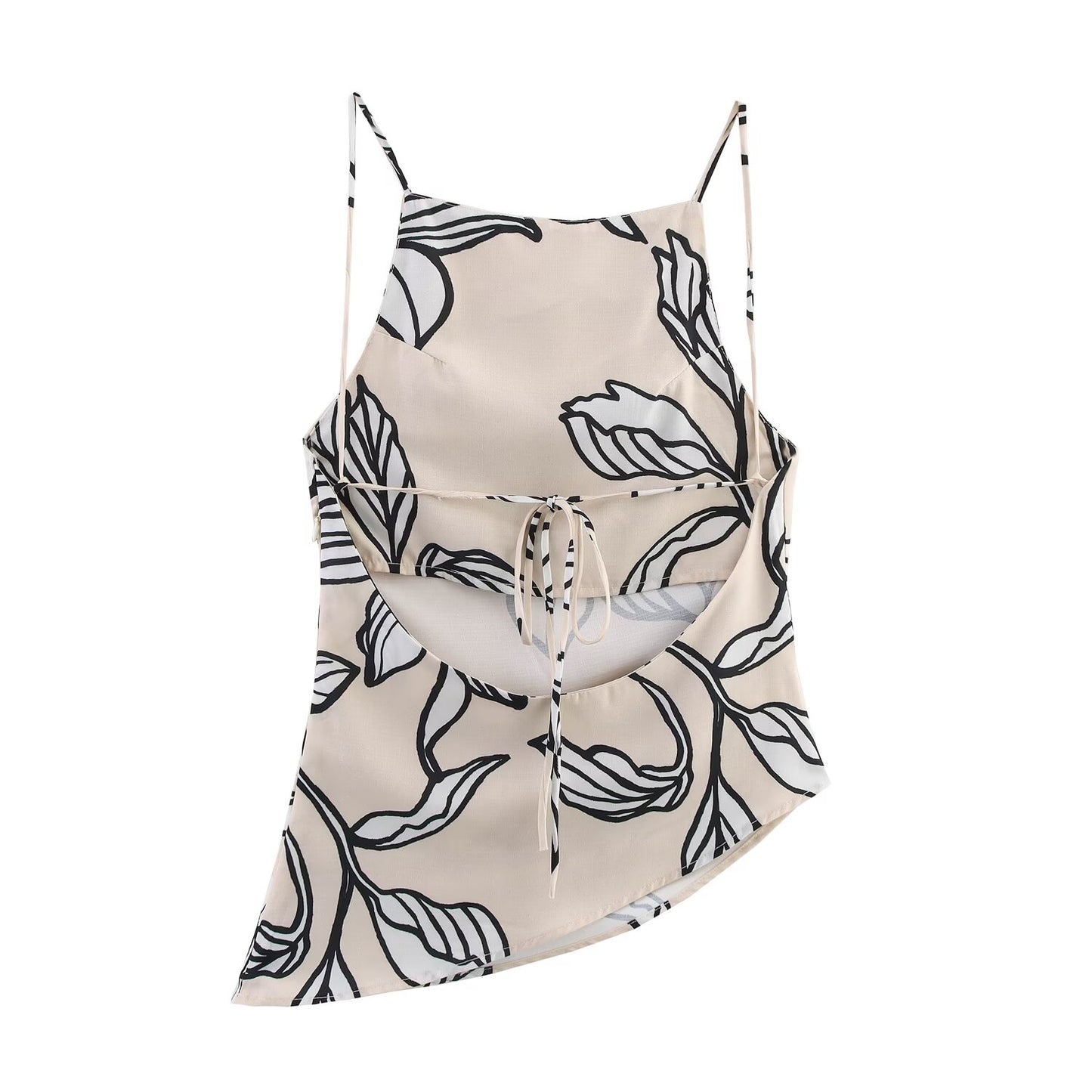 Fashionable Simple Linen Blended Backless Top