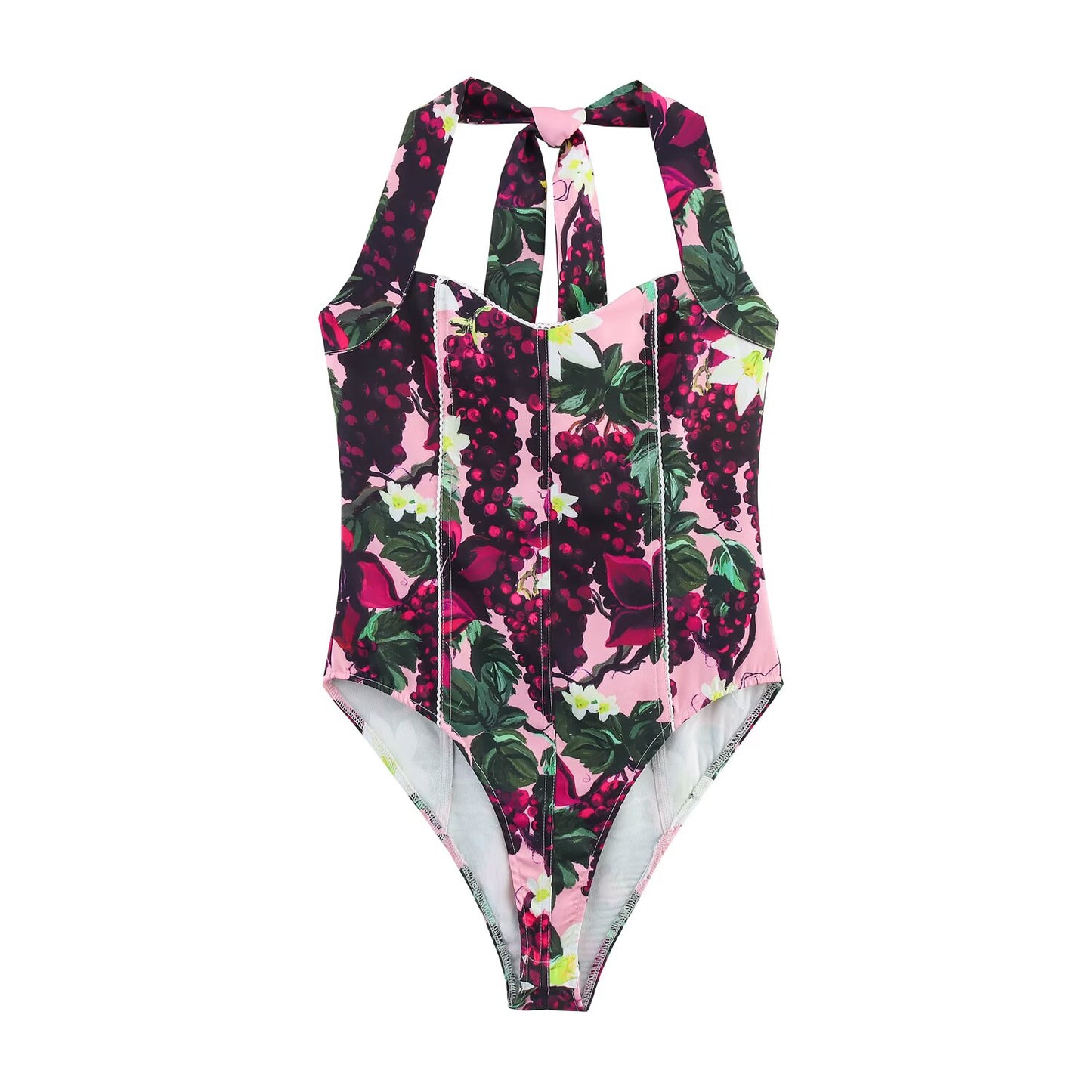 Printed Hanging Collar Jumpsuit