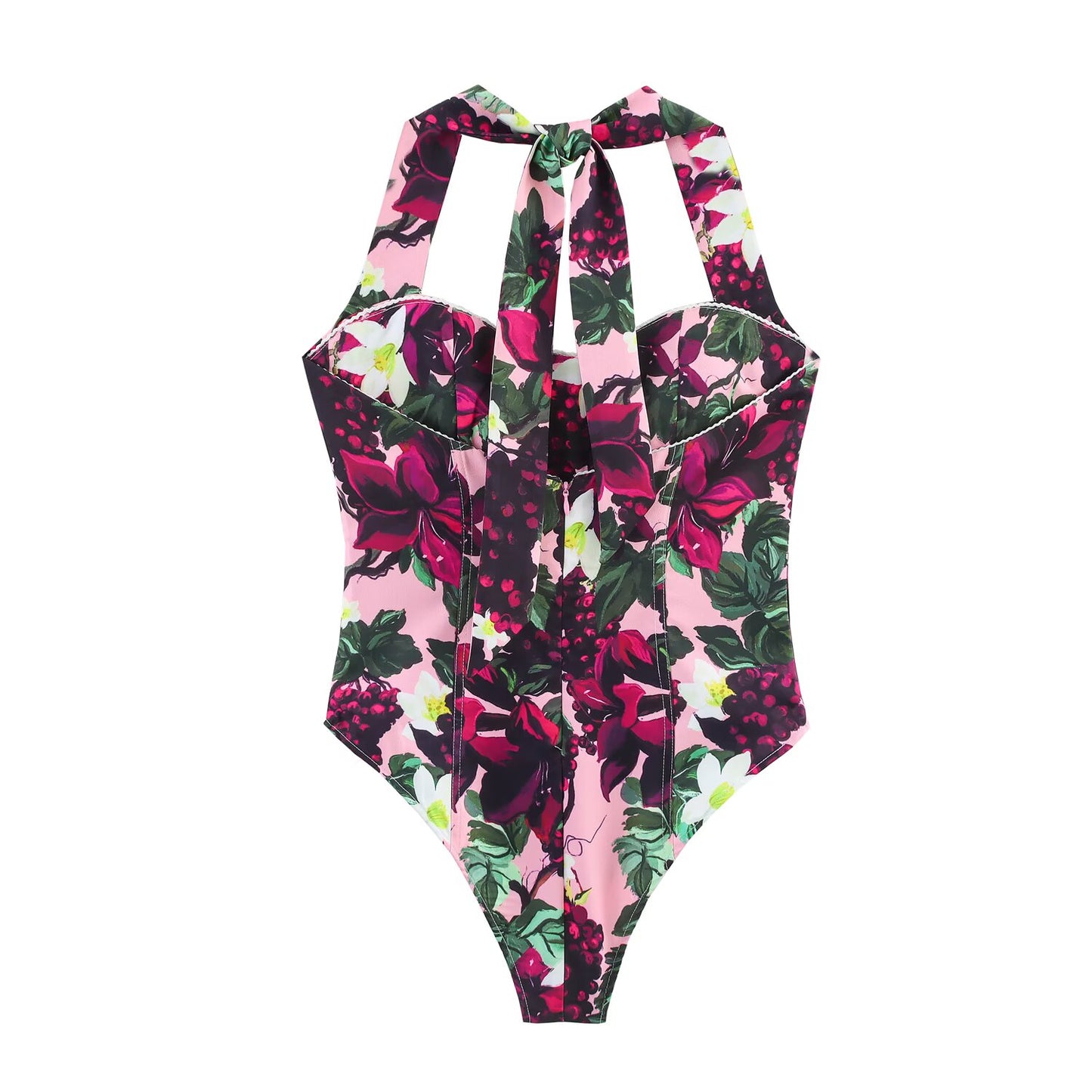 Printed Hanging Collar Jumpsuit