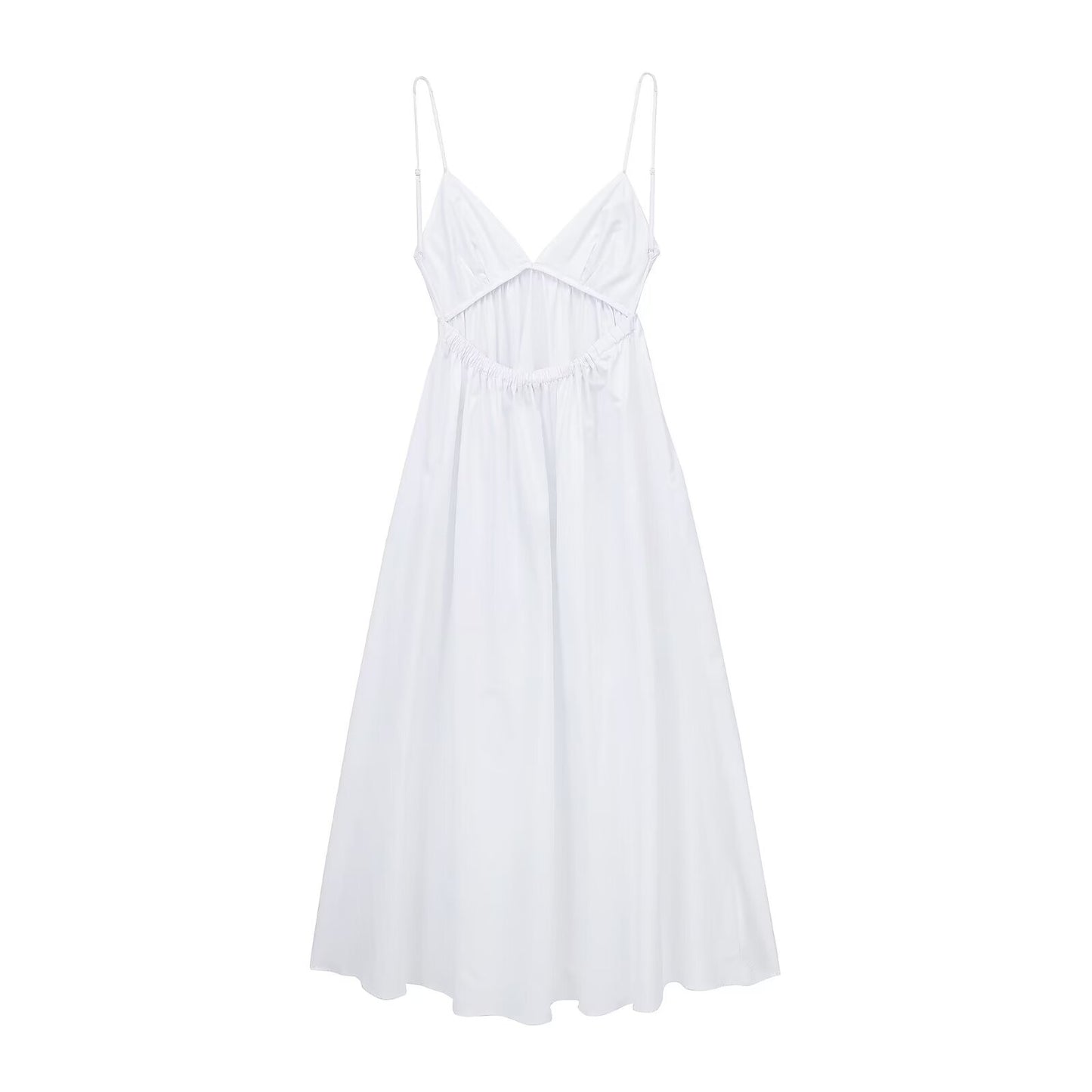 Backless V neck Brace Midi Dress
