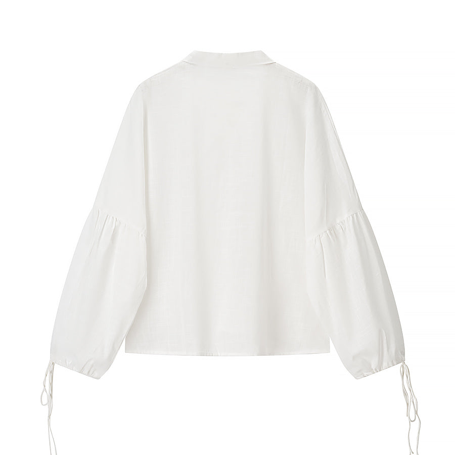 Casual Loose Lace Up Long Sleeve Linen Shirt