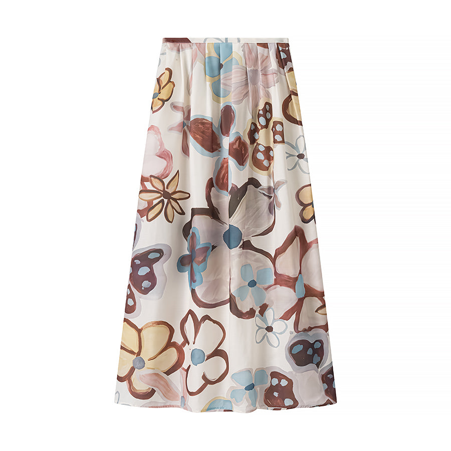 Casual Printing Long Sleeve Top Skirt Set