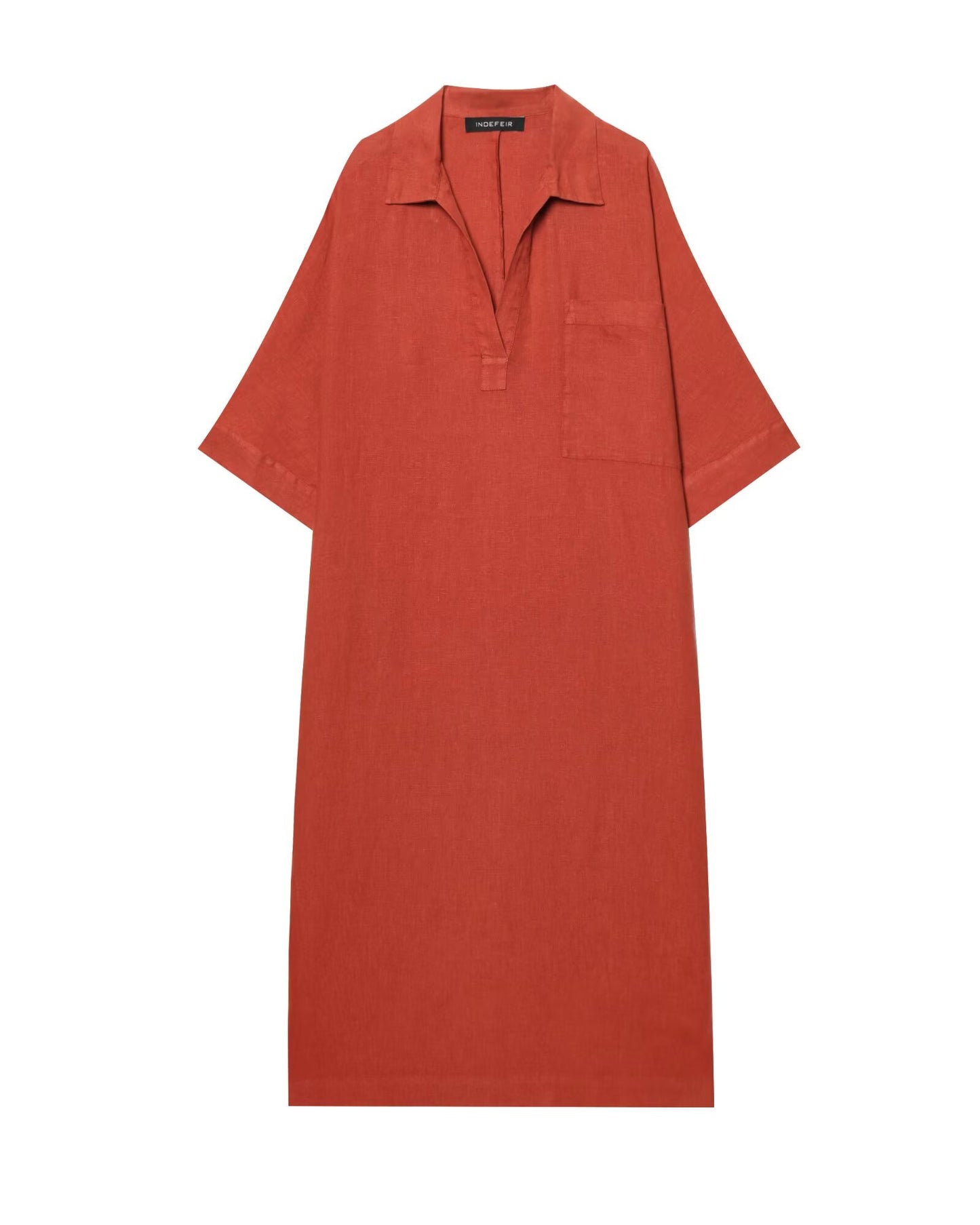 Polo Collar Solid Color Loose Long Shirt Dress