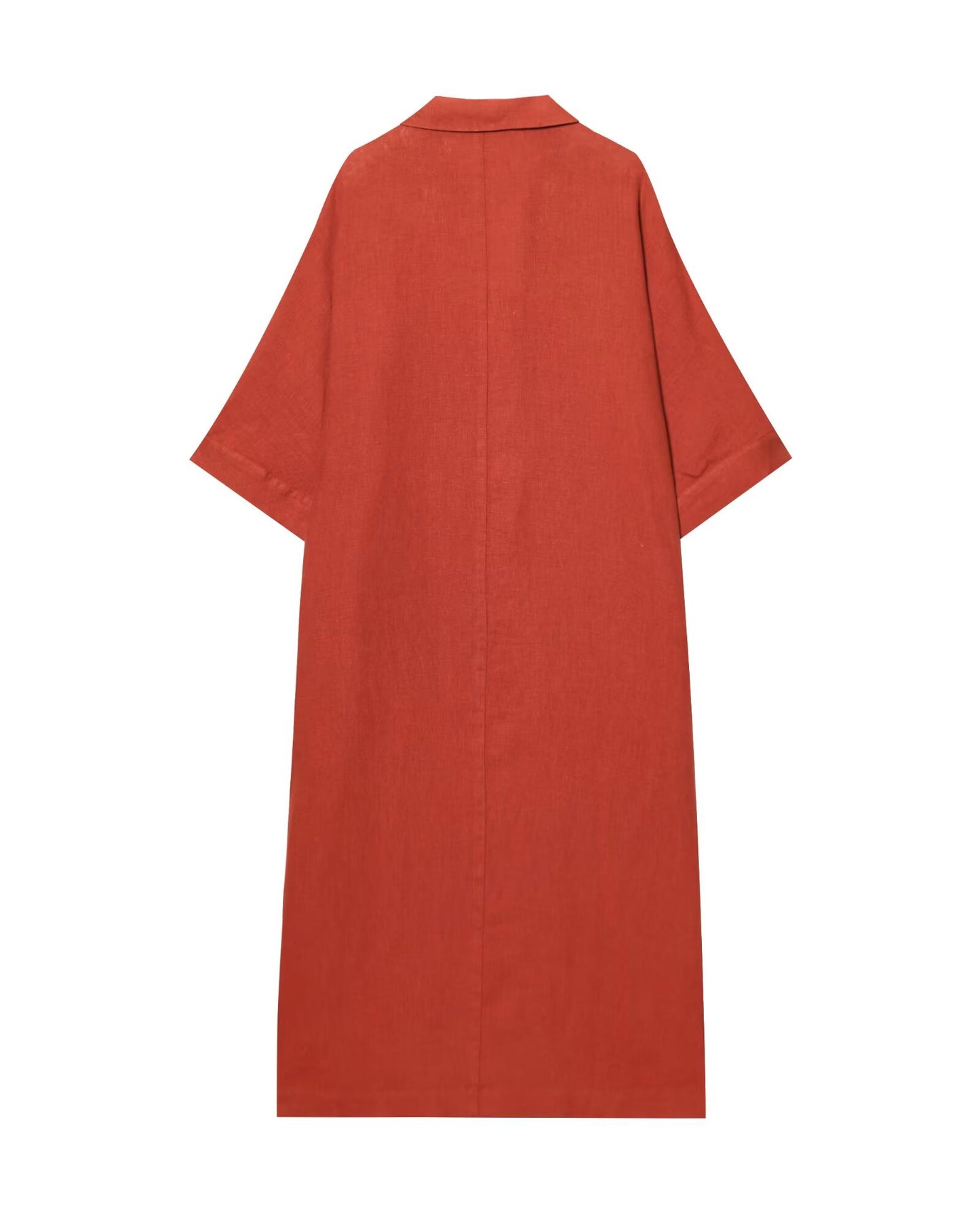 Polo Collar Solid Color Loose Long Shirt Dress