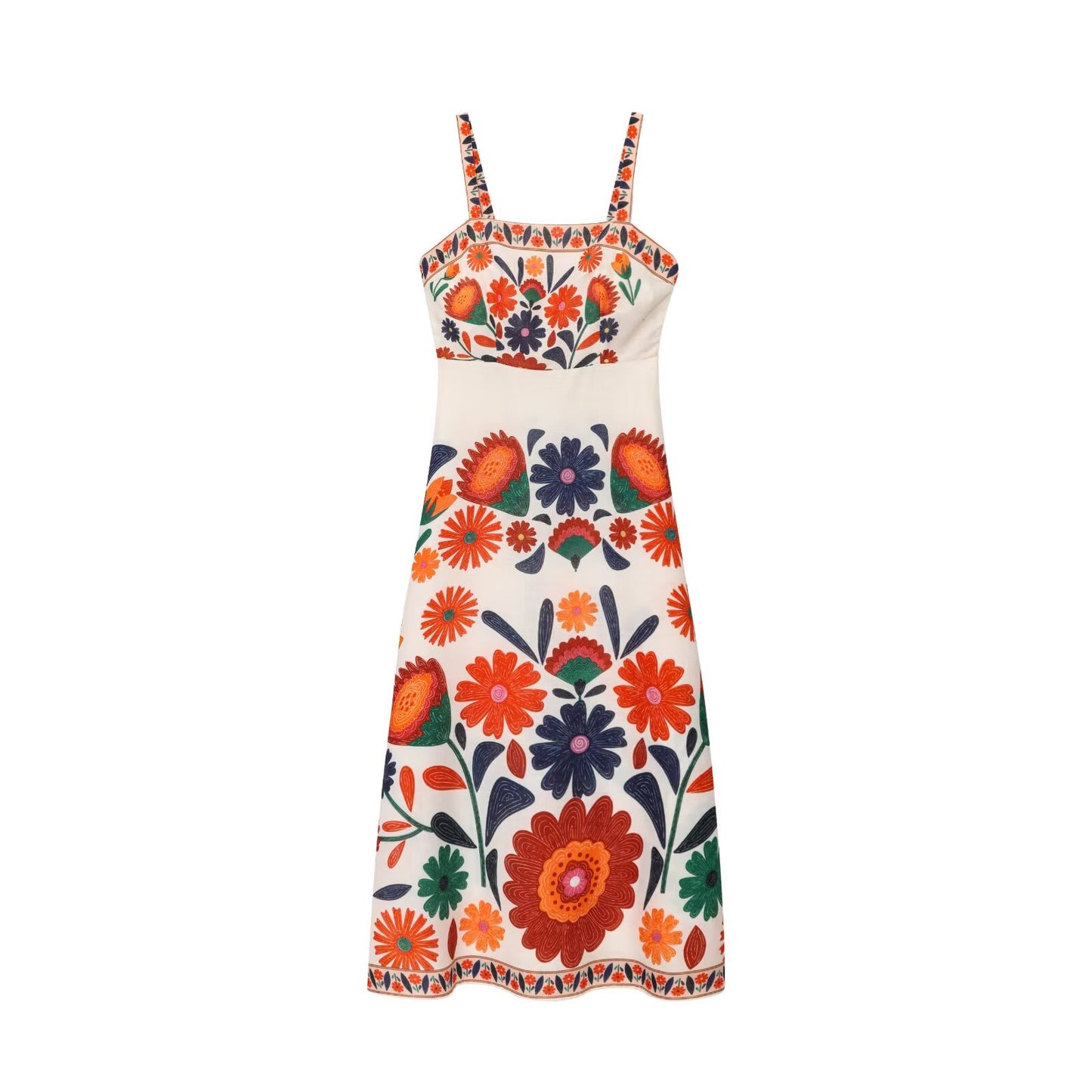 Multi colored Elegant sleeveless slim fit summer vacation dress