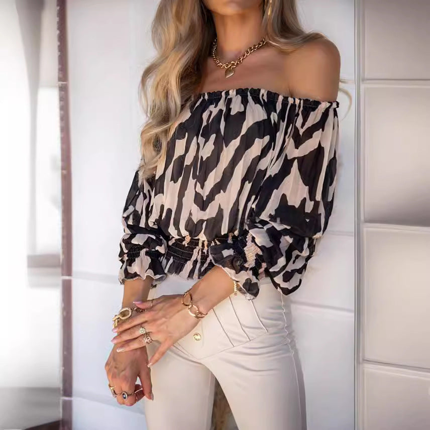 "Off-Shoulder Loose-Fit Short Sleeve Top"