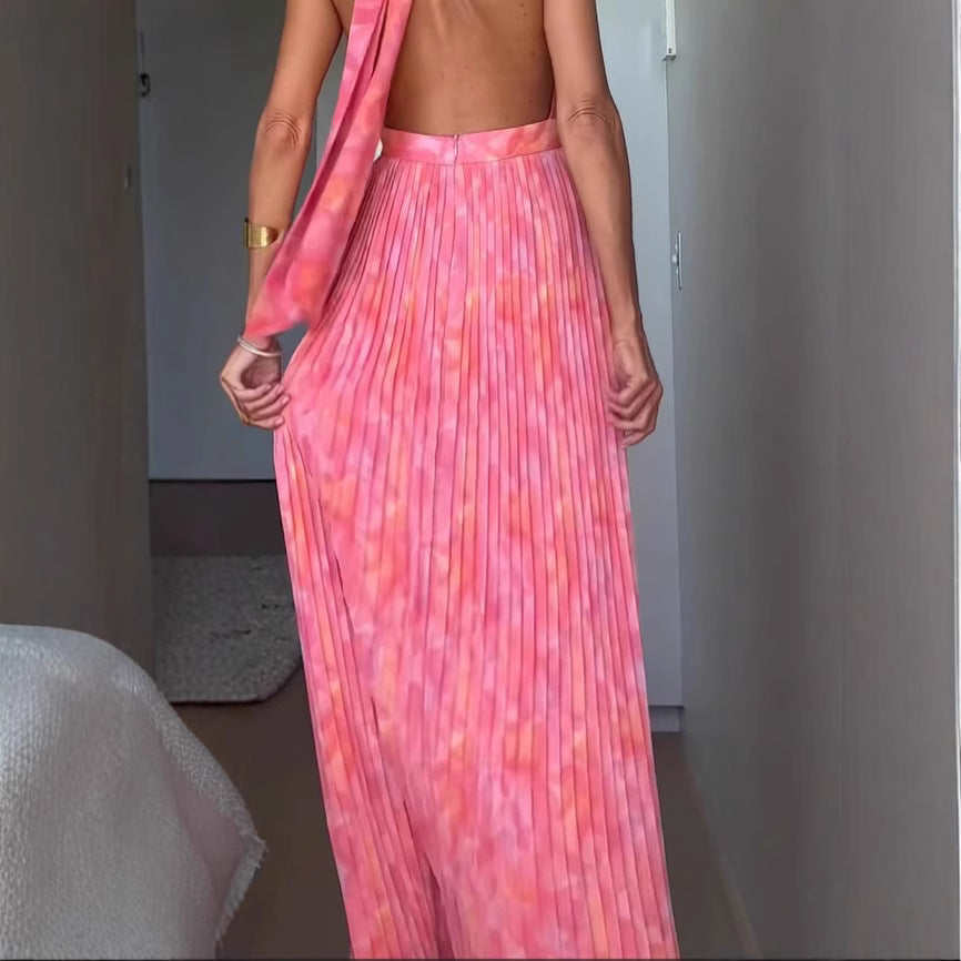 Sexy Deep V Plunge Lace up Backless Dress