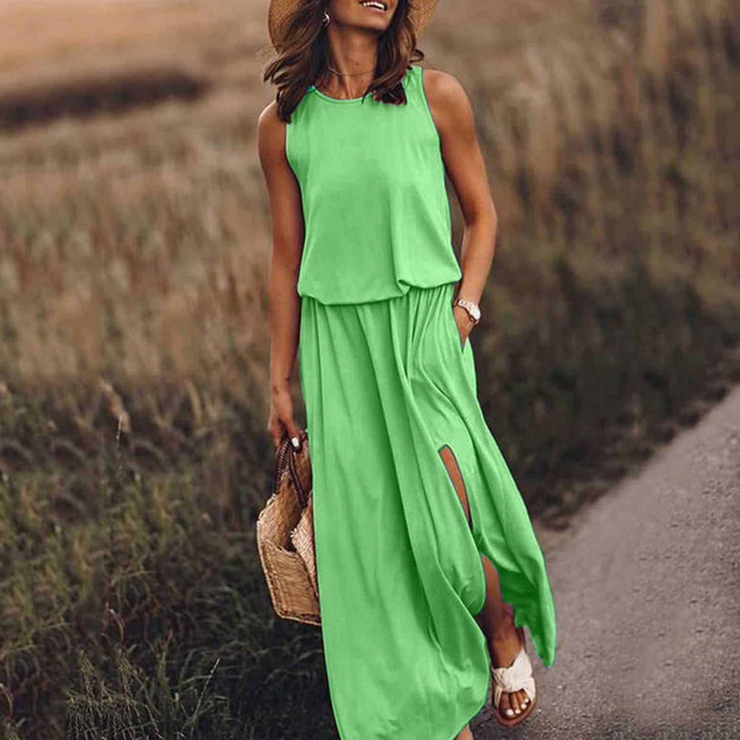 Light Green Printed casual summer dress