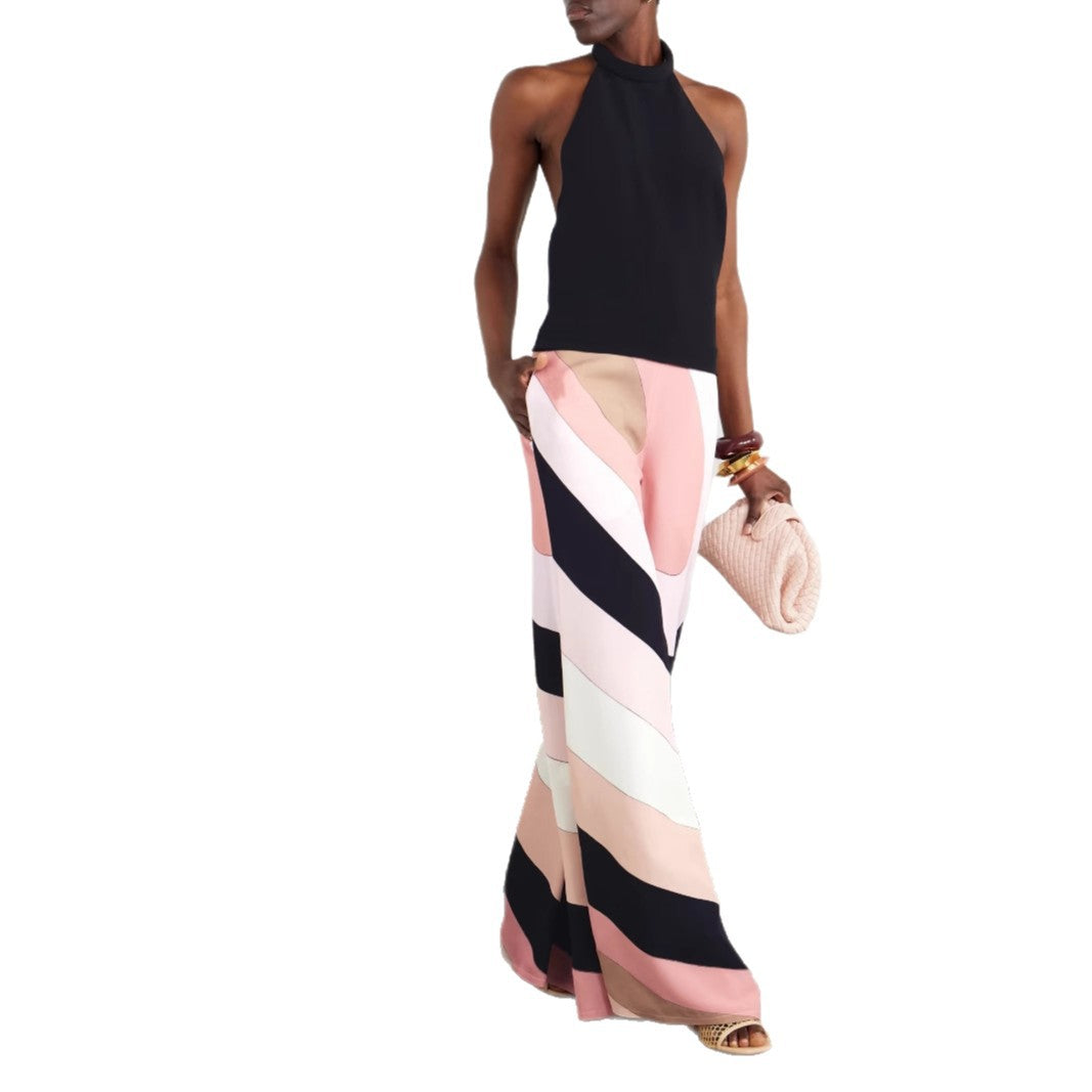 Multi-color Color block full-length polyester romper for beach or party