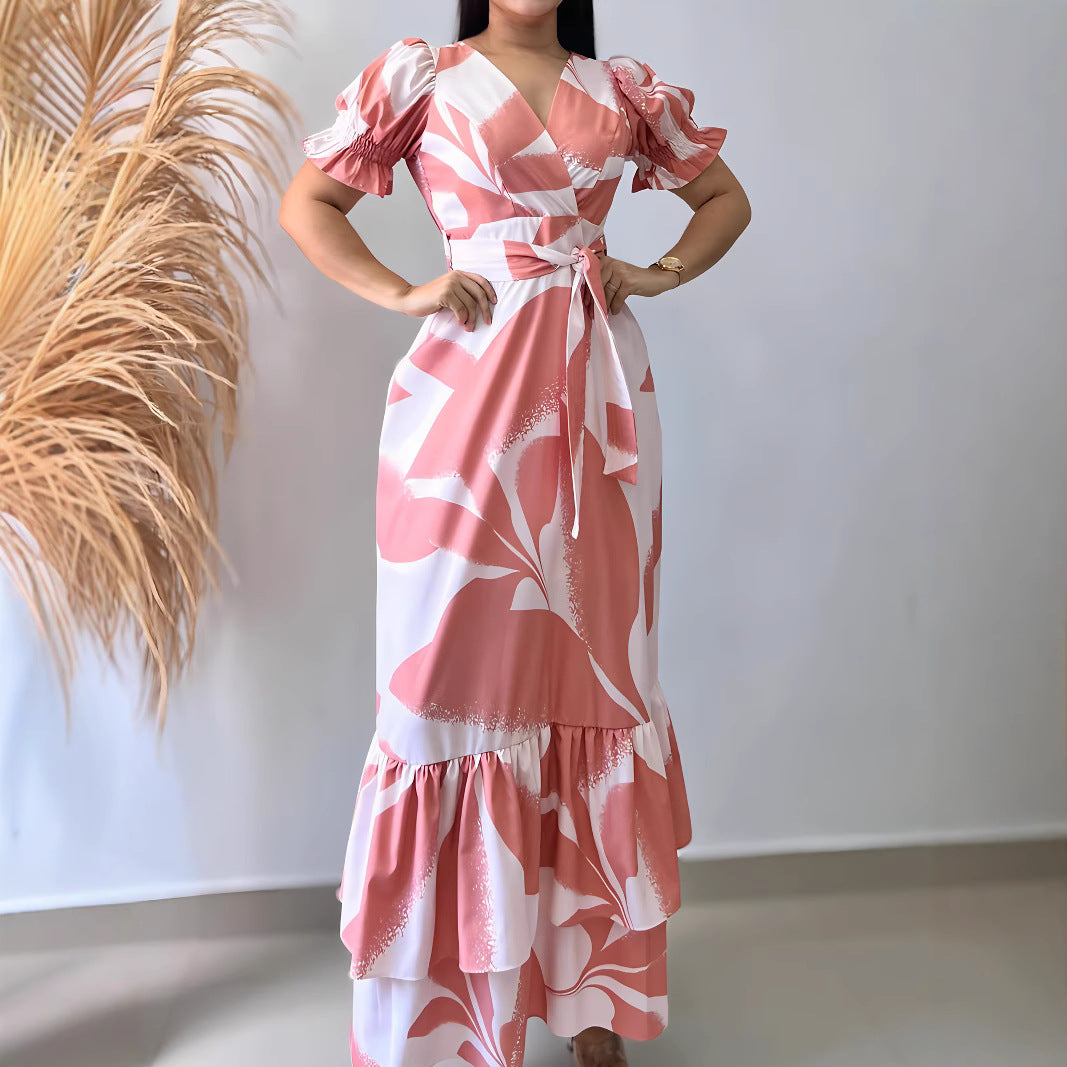 Floral Print Short Sleeve Dress