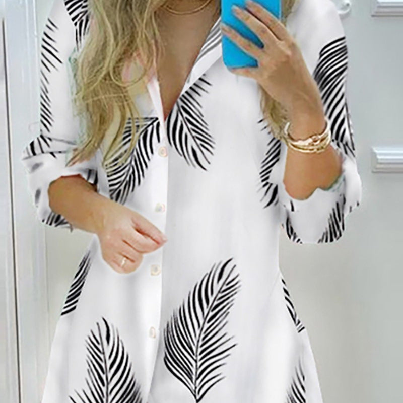Floral Print Slit Shirt Dress