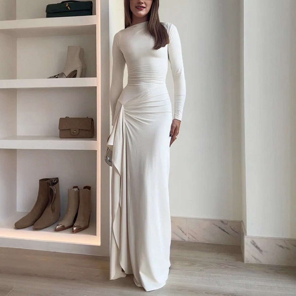 Long Sleeve Slim Fit Dress Stretch