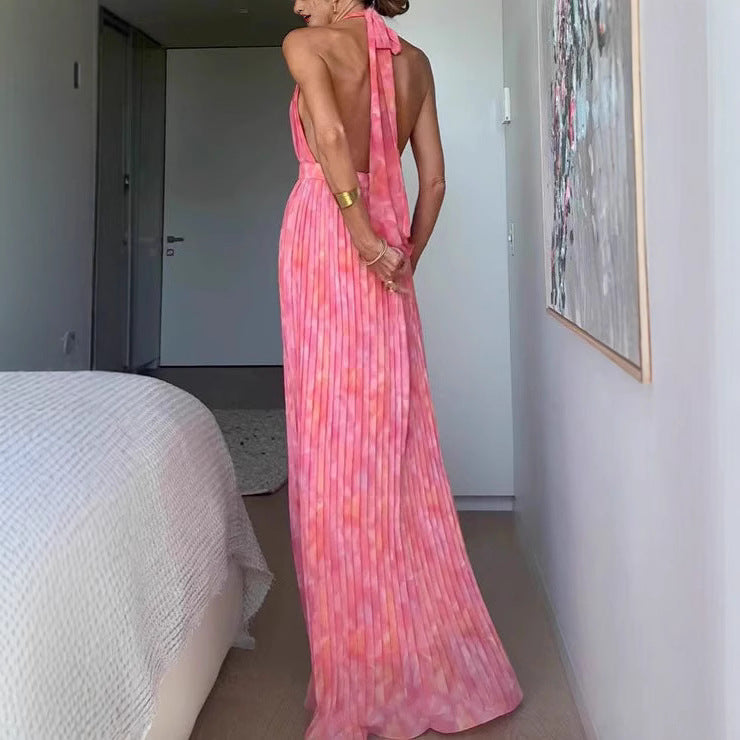 Sexy Deep V Plunge Lace up Backless Dress