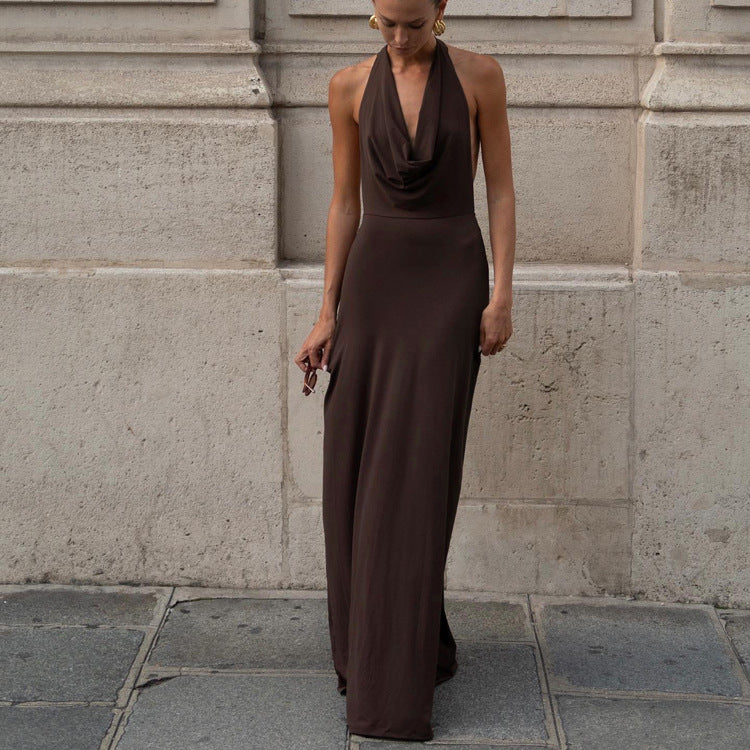 Halterneck Long Backless Party Dress