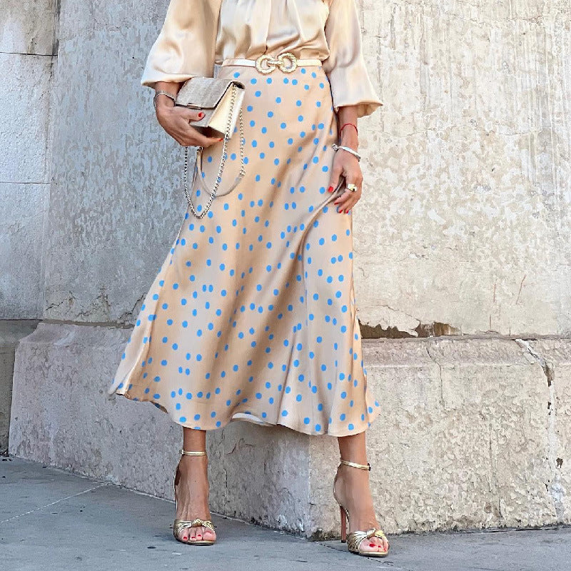 Polka Dot Print Large Swing Dress Skirt