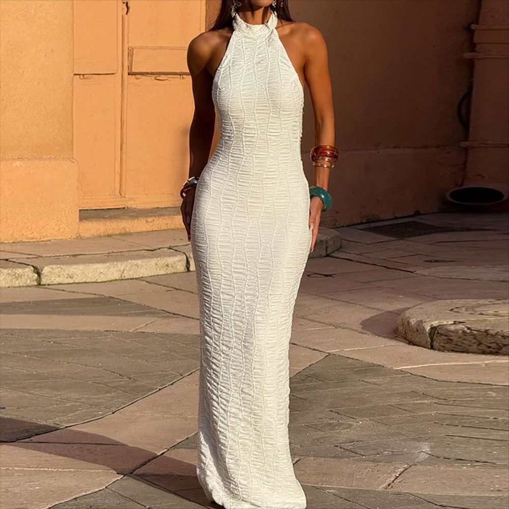 Summer Strap Halter Backless Stretch Sexy Dress