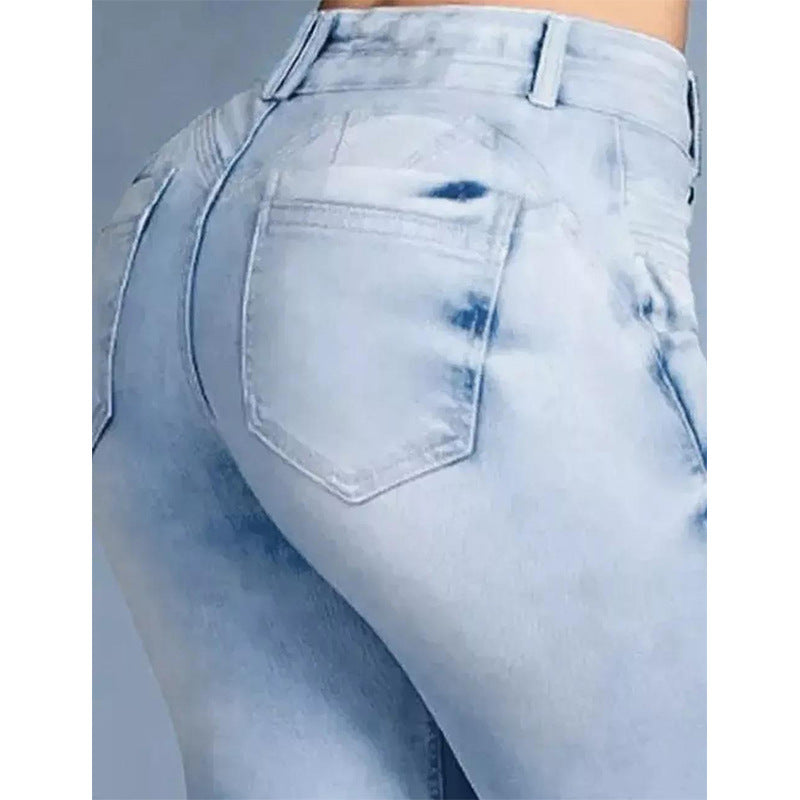 Hip Raise High Waist Slim Flared Jeans