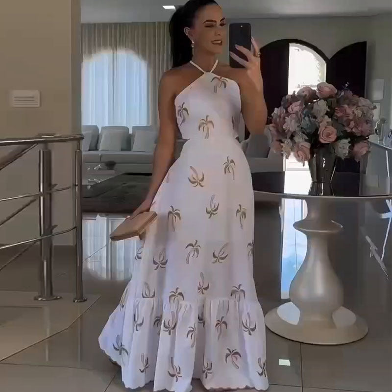 High-End Backless Halter Maxi Dress
