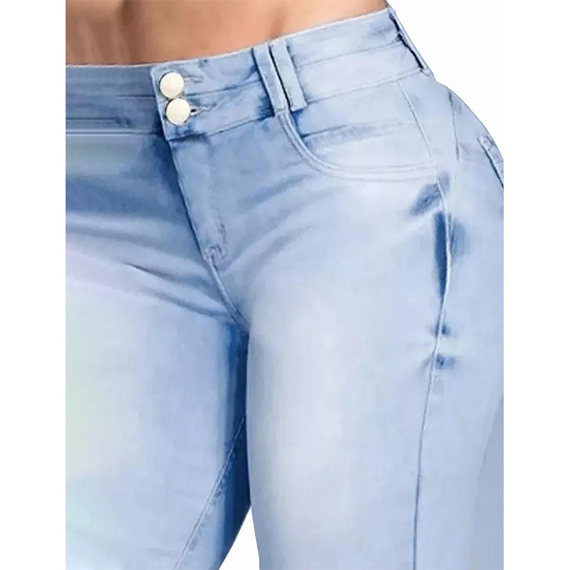 Hip Raise High Waist Slim Flared Jeans
