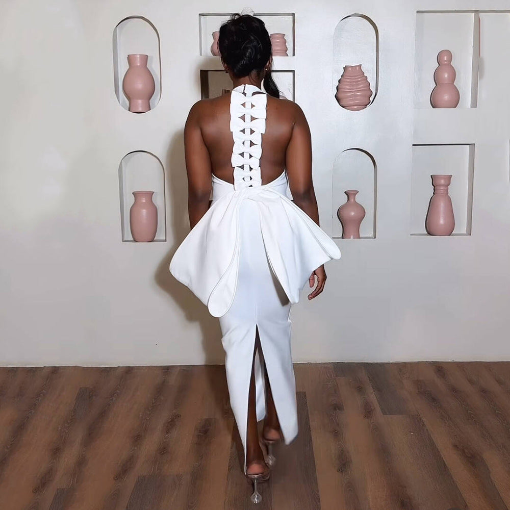 Big Bow Backless Bandage Dress