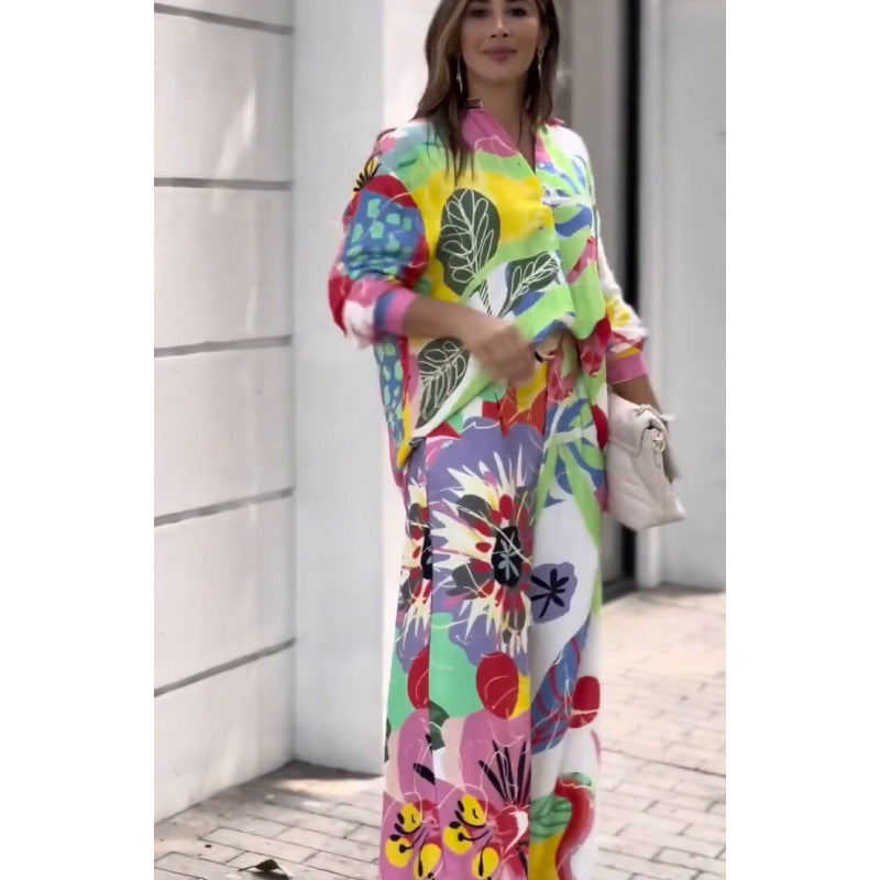 High Waist Wide Leg Pant Set Loose Fit