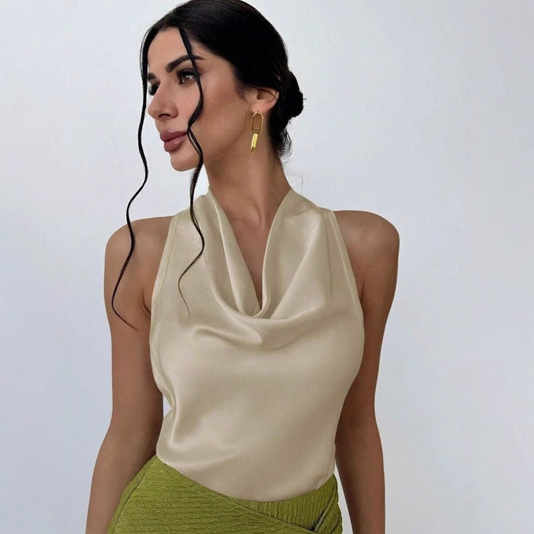 Women Top Sleeveless Satin