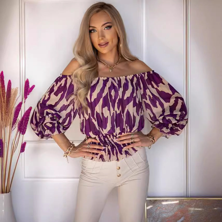 "Off-Shoulder Loose-Fit Short Sleeve Top"