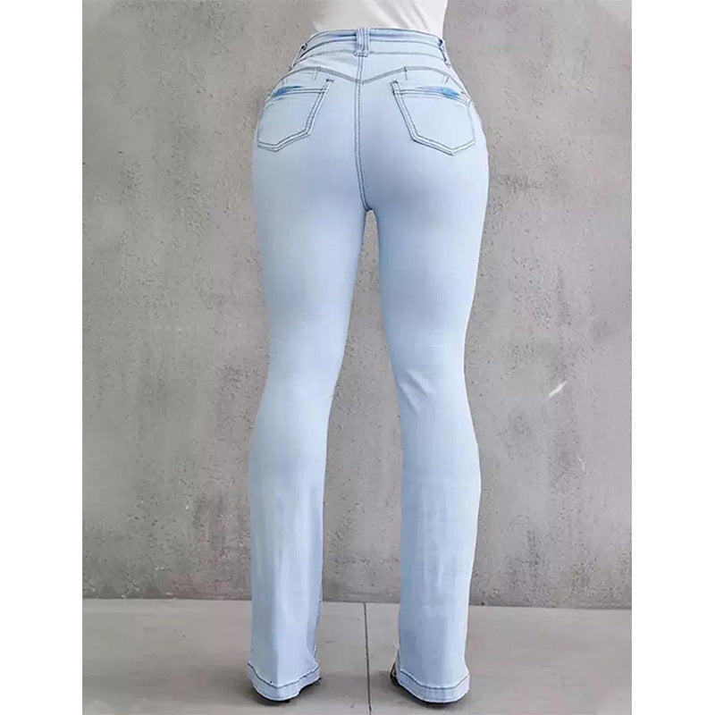Hip Raise High Waist Slim Flared Jeans