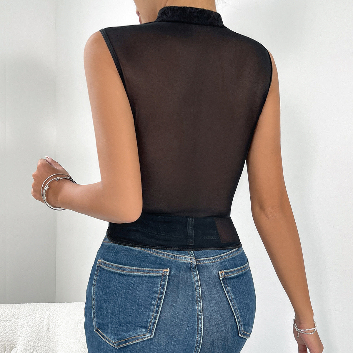 Transparent Mesh Corset Top