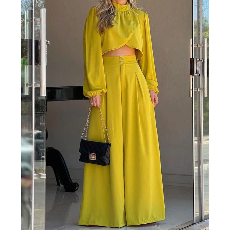 High Waist Wide Leg Pants Set Summer