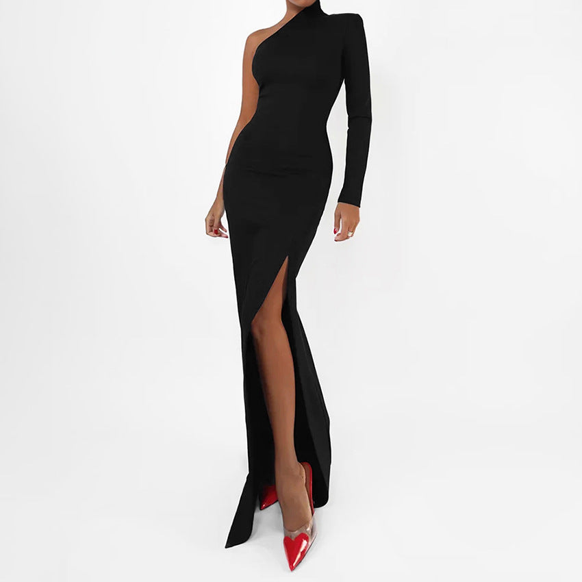 Knitted High Waist Slit Dress
