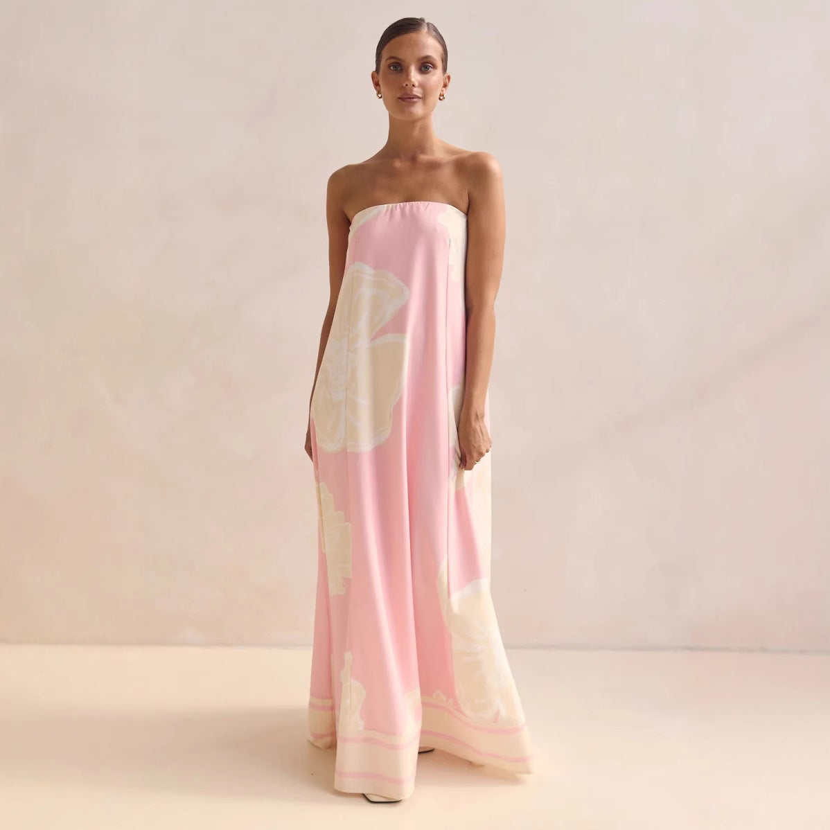 One Shoulder Tube Top Printed Dress