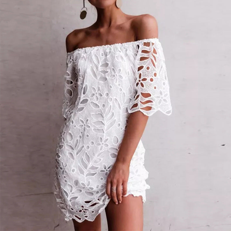 Lace Mid-Sleeve Office Dress