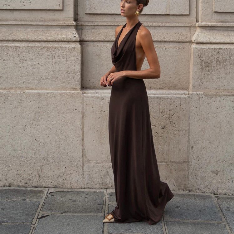 Halterneck Long Backless Party Dress