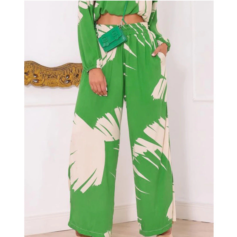 High Waist Wide Leg Pants Two Piece Set