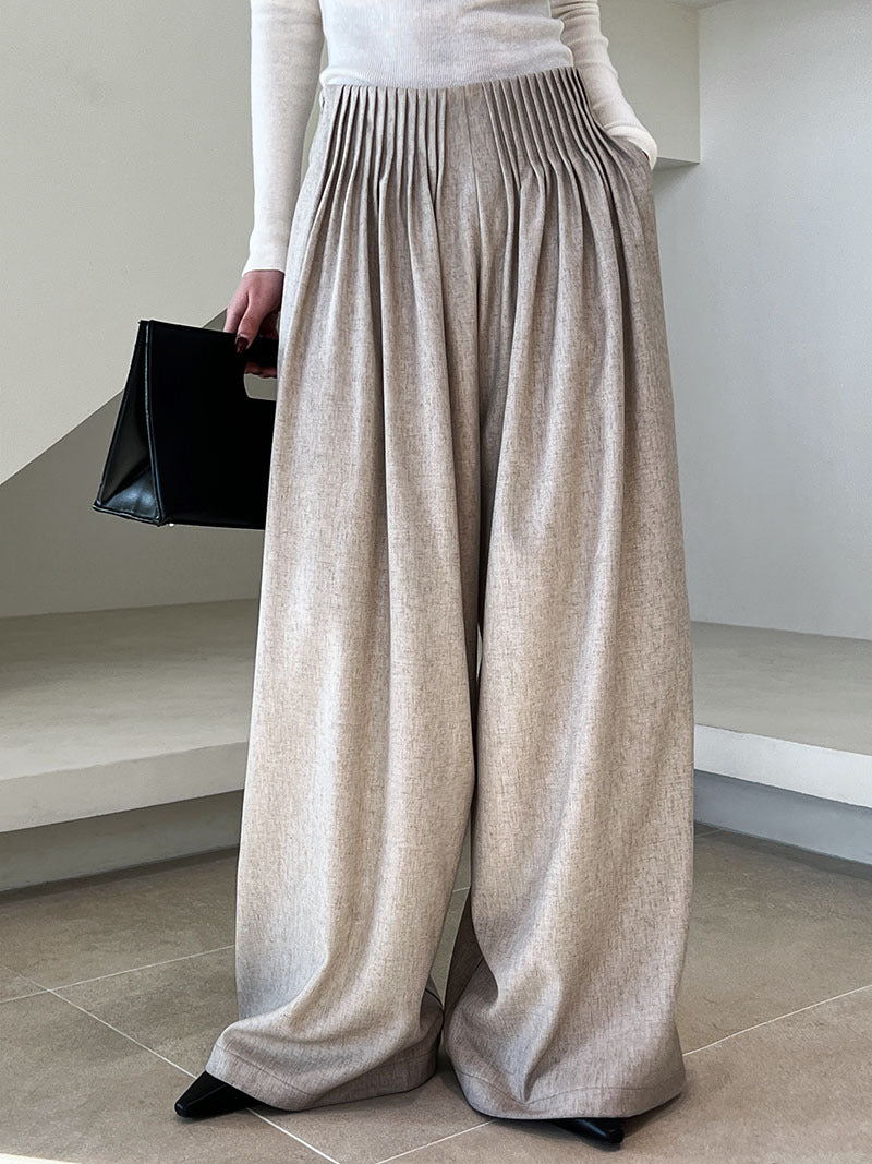 Women Wide Leg Pants Pleated Trousers
