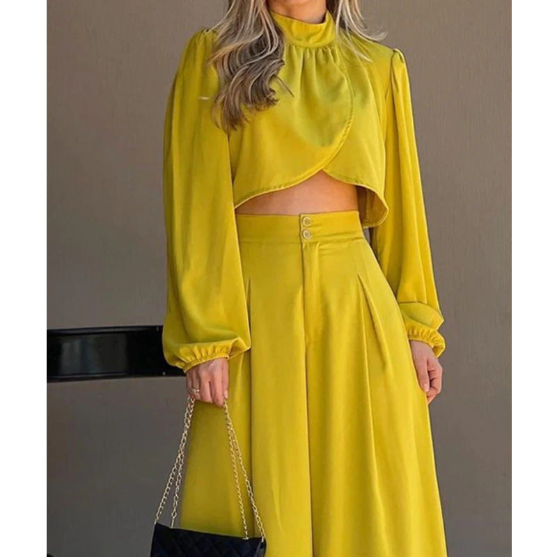 High Waist Wide Leg Pants Set Summer