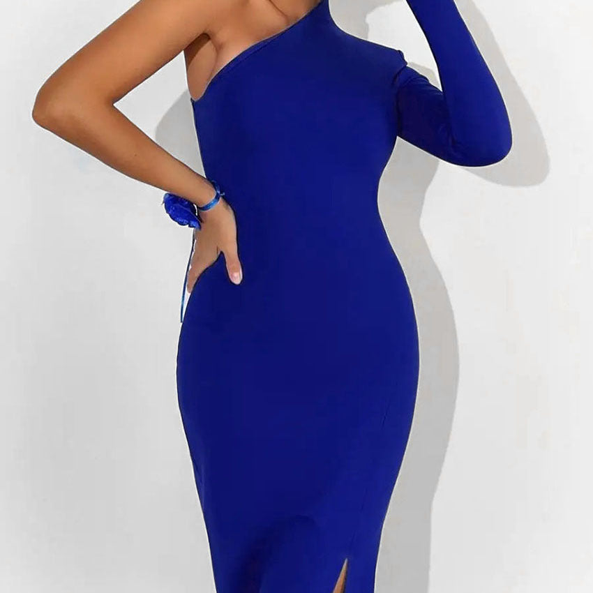 Knitted High Waist Slit Dress