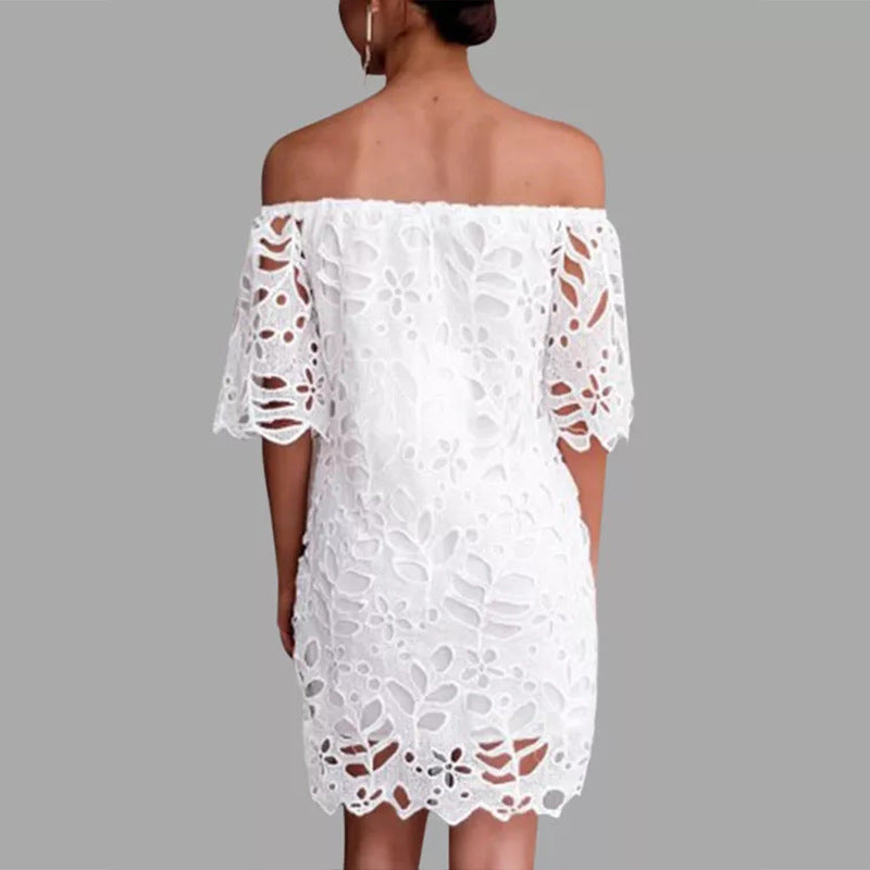 Lace Mid-Sleeve Office Dress