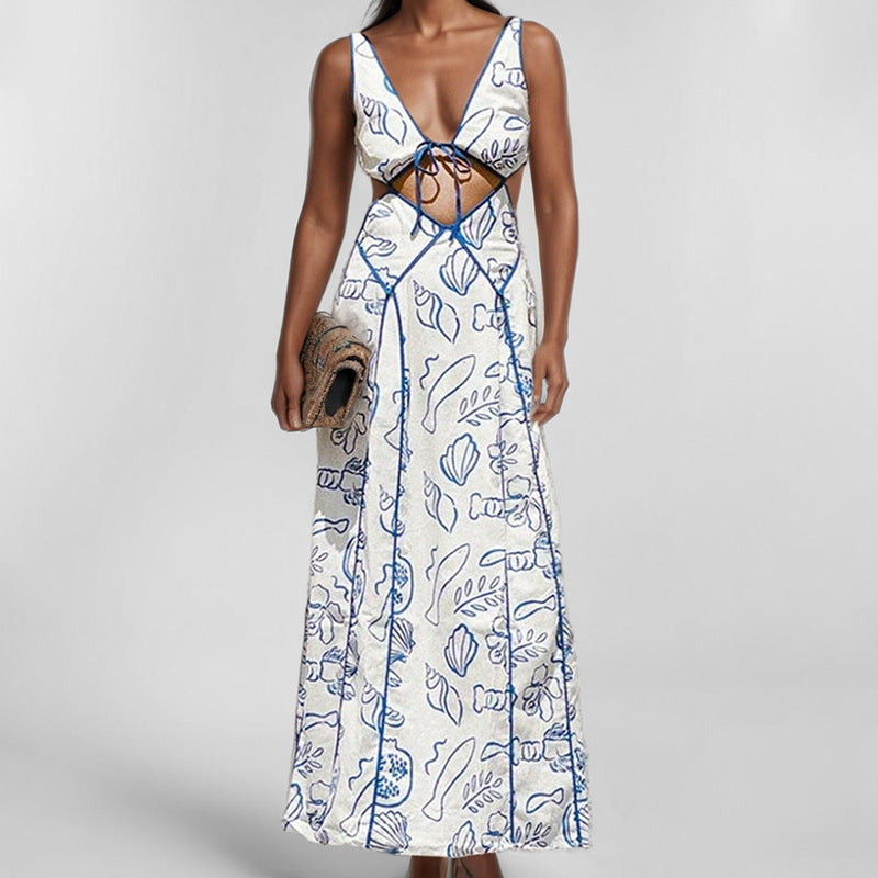 Halter Hollow Cutout Sleeveless Dress