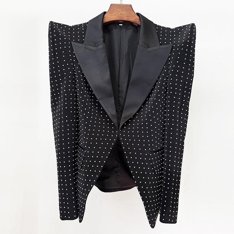 "Slim Blazer & Pearl Beaded Skirt Set"
