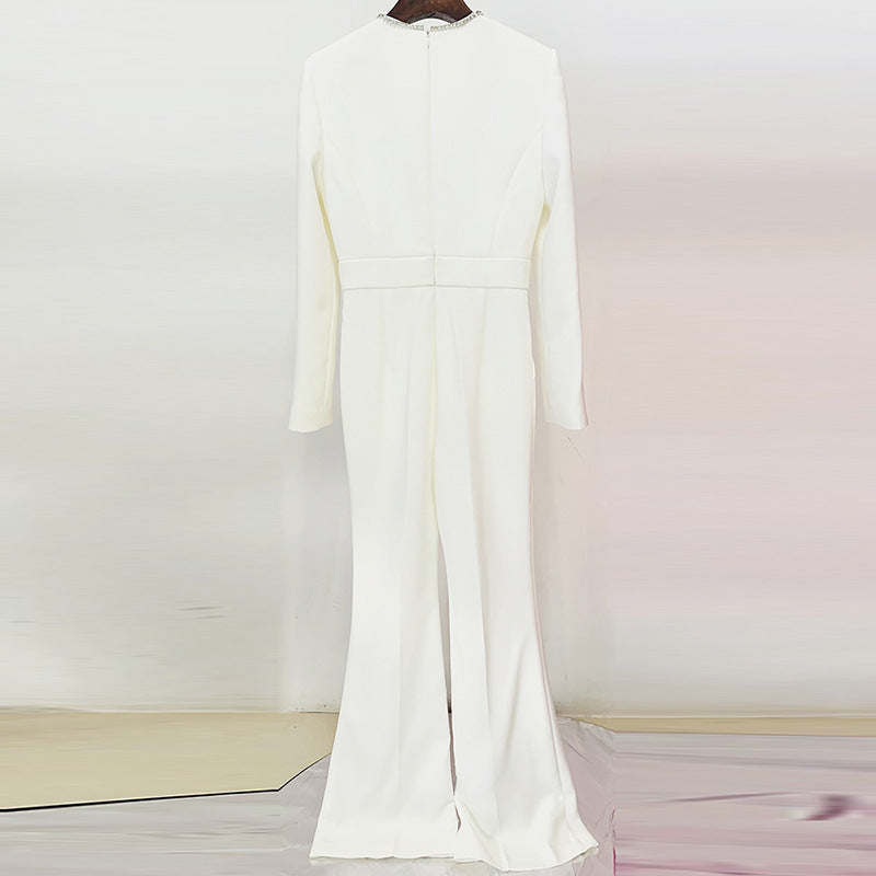 Long Sleeve Jumpsuit Heart Shaped Cutout